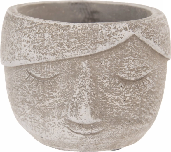 Dekoratiivne betoonist lillepott pea kujuline, hall 12 × 12 × 9 cm