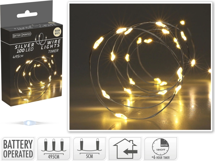 Jõulu LED-valgustus soe valge 4,95 m (100 LED) taimeriga