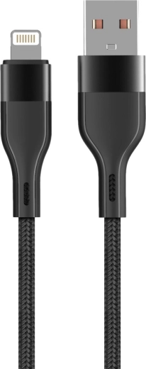 Maxlife USB–Lightning kaabel 1 m, 2,4 A, must nailon
