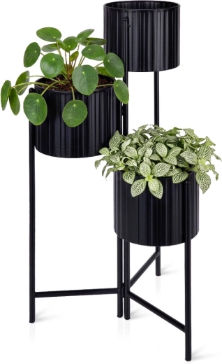 Must 3-tasandiline metallist lillealus 39 × 29 × 68 cm