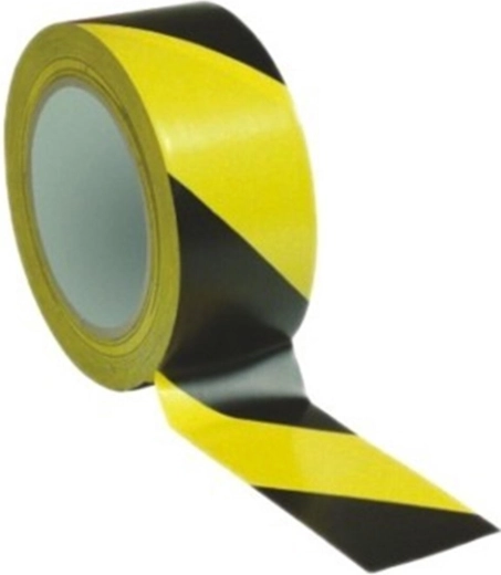 Hoiatus isekleepuv teip 48 mm × 66 m, kollane-must, diagonaaltriibud paremale