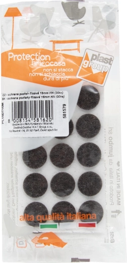 Isekleepuvad vildist mööblijalgade kaitsepadjad 16 mm, pruunid, 30 tk