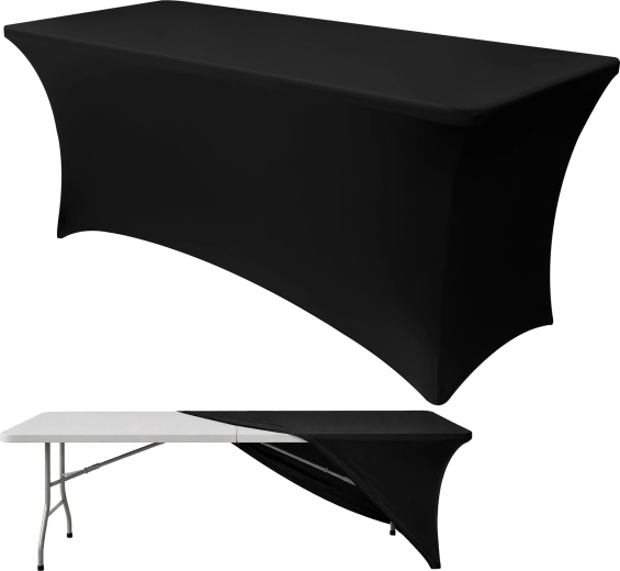 Elastne streč-kate banketilaua kate RUHHY 180 × 75 × 75 cm must - 1 tk