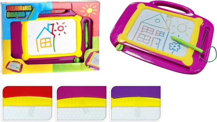 Magnetic Drawing Board with Stylus 25 × 18.5 cm – assorted colors