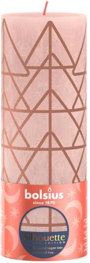 Rustikaalne küünal 190 × 68 mm roosa/merevaigukollane