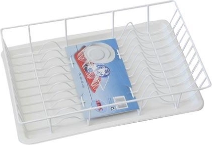 Dish rack with plastic tray 48 × 32 cm, white