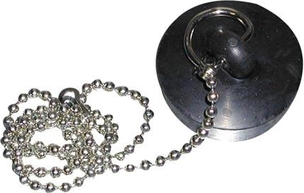 Bathtub stopper 46 mm with chain, EPDM rubber, red