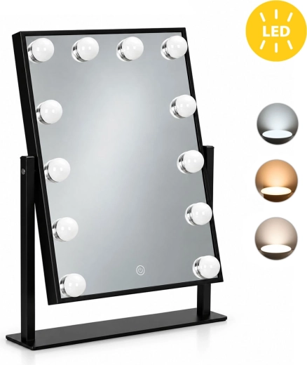 Must LED-kosmeetikapeegel ModernHome 30 × 40 cm