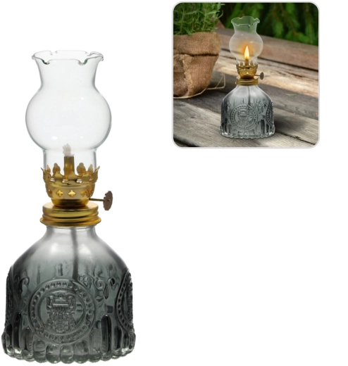 Klaasist petrooleumilamp 17,5 cm