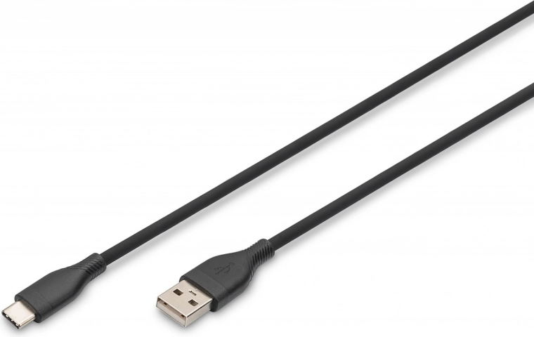 Silikoonist ühenduskaabel USB-A – USB-C, USB 2.0, 60 W, 1 m, must