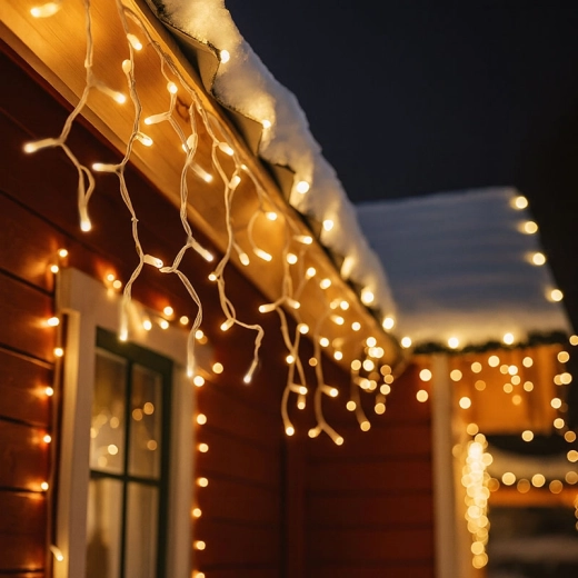Solight LED-jõulutulede kardina jääpurikad, 120 LED-i, soe valge