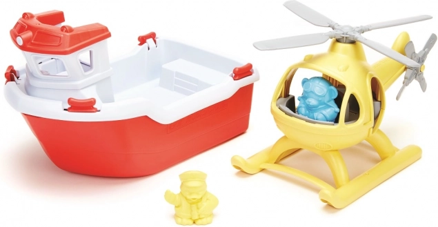 Green Toys päästepaat helikopteriga 2 ühes