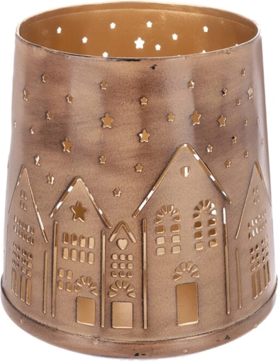 HOME Brown-Gold Metal Candle Holder