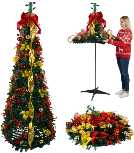Kokkupandav kunstjõulupuu Ruhhy koos kaunistustega 180 cm - 1 tk