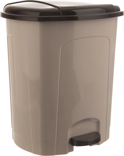 Plastist prügikast pedaaliga 30 l, beež tumeda kaanega