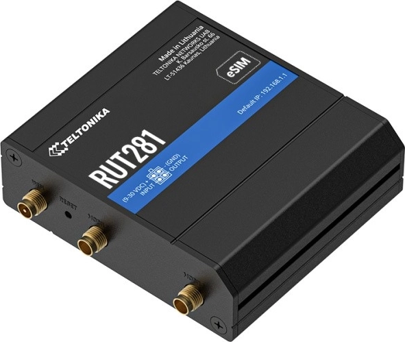 Industrial design of the Teltonika RUT281 with eSIM marking