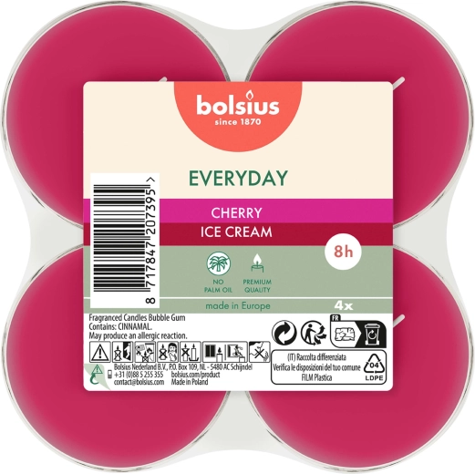 Maxi teeküünlad Cherry Ice Cream, komplekt 4 tk
