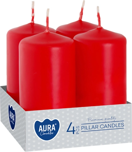 Red Advent candle 80 × 40 mm - 4 pcs – Red