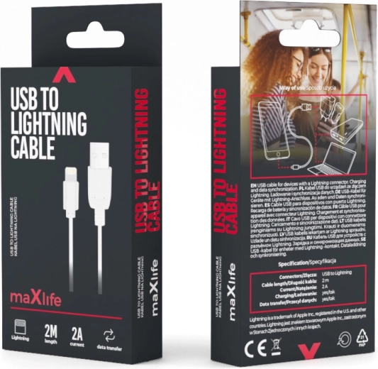 Maxlife USB–Lightning kaabel 2 m valge