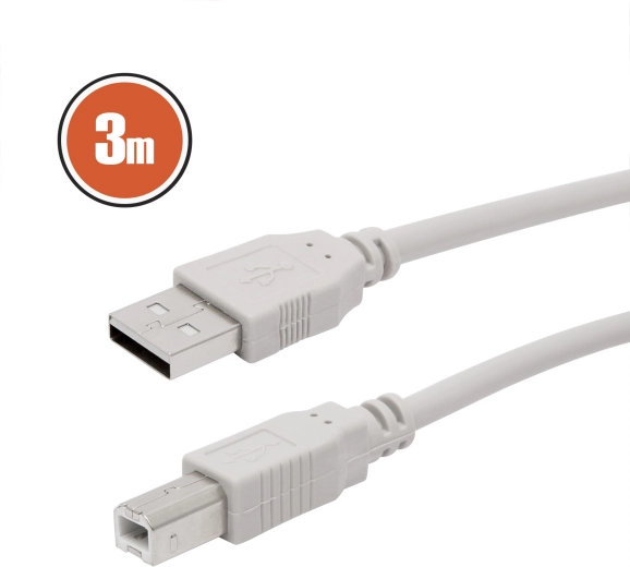 USB 2.0 kaabel A–B, 3 m, hall