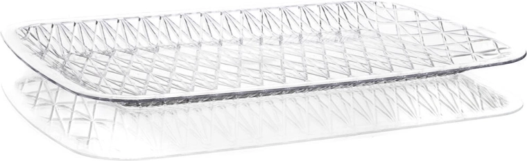 Accasa klaasiimitatsiooniga plastist kandik, 41 × 27 × 2 cm, läbipaistev