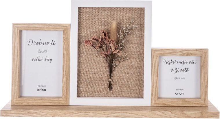Beige wooden photo frame for 3 photos