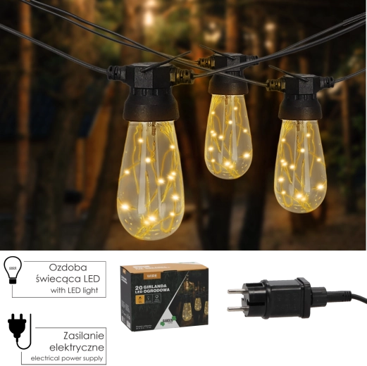 Aia LED-valguskett 19 m, 20 LED-i, soe valge