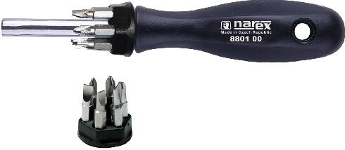 Magnetic screwdriver with a set of 12 bits