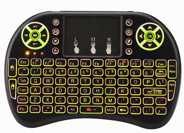 Mini juhtmevaba klaviatuur i8 puuteplaadi ja RGB taustvalgustusega