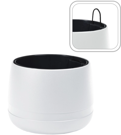 Rippuv lillepott Koma Waza 48 cm – valge polüpropüleen sisemise sisuga
