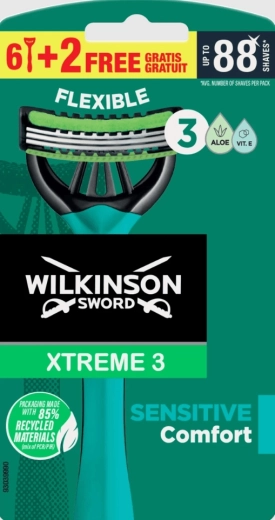 Ühekordne habemenuga Wilkinson Xtreme3 Sensitive, 8 tk