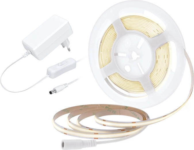 Solight LED COB-riba adapteri ja lülitiga, 5 m, neutraalne valge