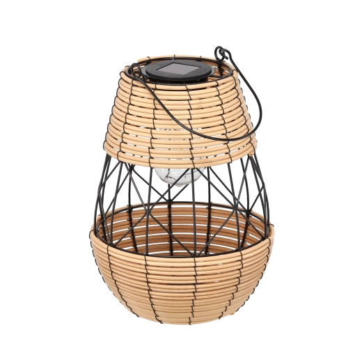 Must-beež 32 cm metallist päikeseenergia latern