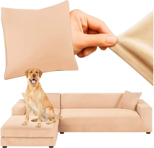Elastic velour cover for RUHHY corner sofa beige 145–185 cm - 1 piece