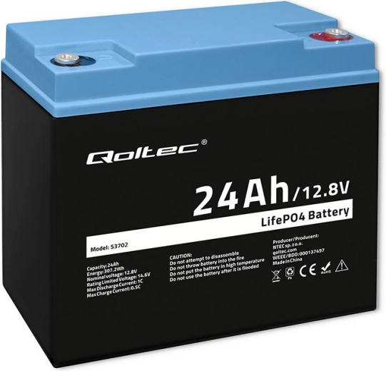LiFePO4 liitium-raudfosfaataku 12,8 V 24 Ah 307,2 Wh koos BMS-iga