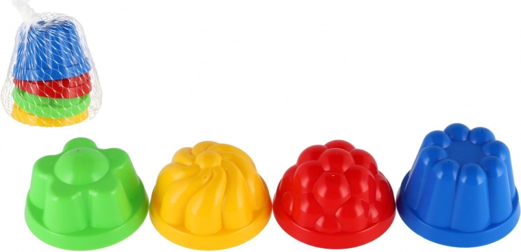 Plastic Sand Molds – Round Sand Cakes 8 cm, Set of 4 in Net