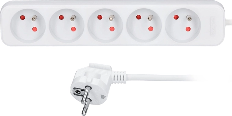 Solight extension lead with 5 sockets, white, 1.5 m