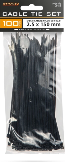 Kaablikinnitus 150 × 2,5 mm – 100 tk – Must