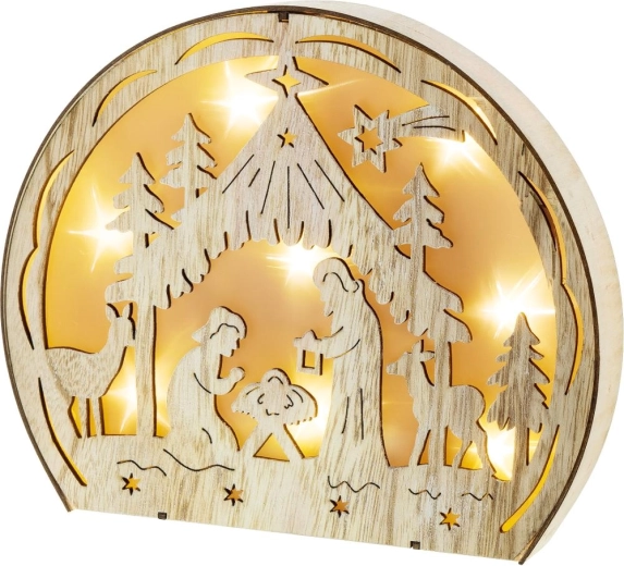 RETLUX wooden illuminated nativity scene with 8 LEDs