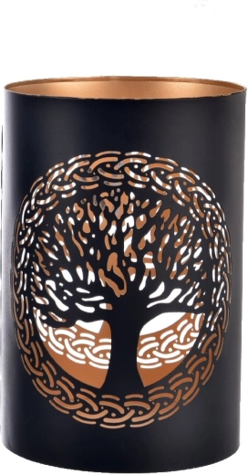 Metallist küünlajalg TREE must-kuldne 22 cm