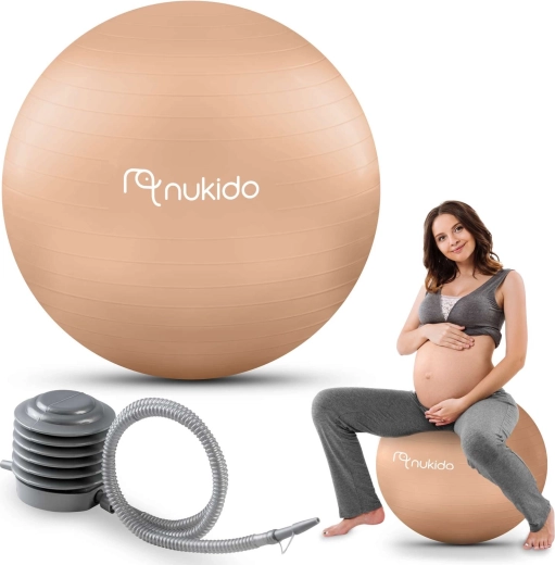 Rasedus- ja treeningpall 65 cm, beež NUKIDO