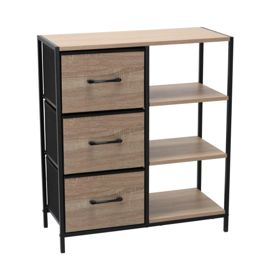 Kapp 3 tekstiilsahtli ja riiulitega 70 × 30 × 80 cm