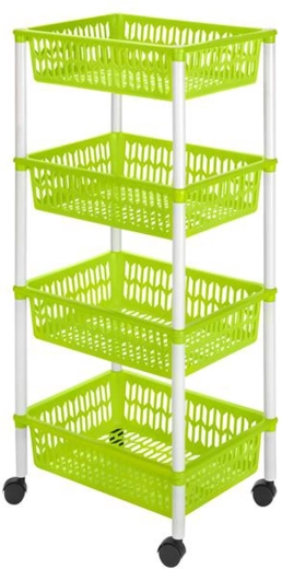 Basket shelf on wheels, 4 tiers, 40 × 30 × 89 cm, plastic