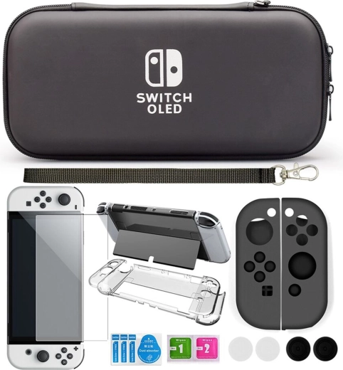 Protective case and accessory set for Nintendo Switch OLED - 1 piece
