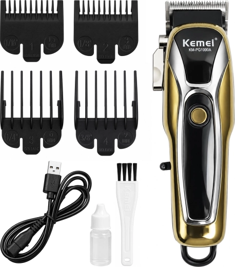 Kemei akutoitega juukse- ja habemetrimmer LCD-ekraaniga