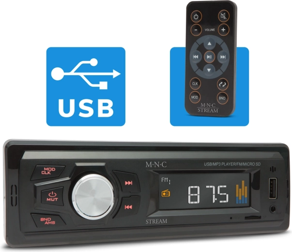 M.N.C Stream car stereo with USB, AUX and microSD