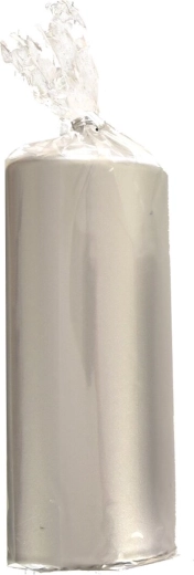 Hõbedane metallik silinderküünal 18 cm