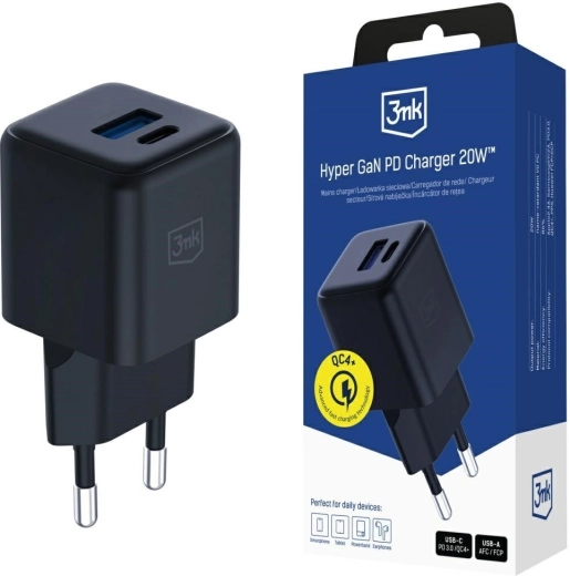 Võrgulaadija 3mk Hyper GaN 20 W must