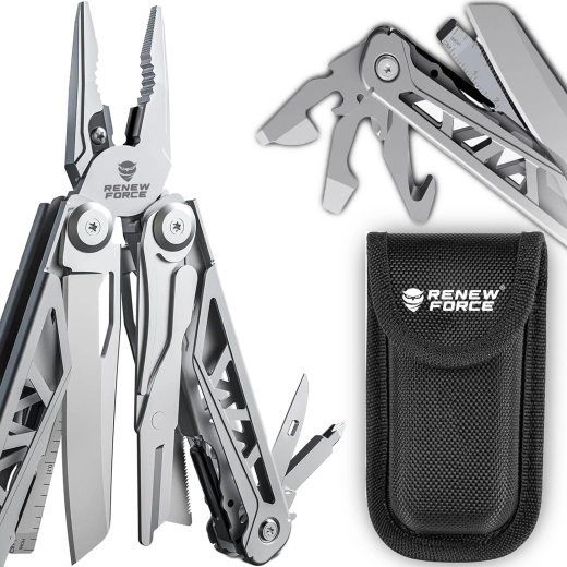 Multitööriist Renew Force 17-ühes roostevabast terasest 440A, Self-Locking lukustuse ja nailonvutlariga