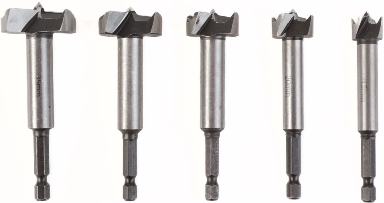 Set of Forstner Wood Drill Bits 15–35 mm, 5 pcs